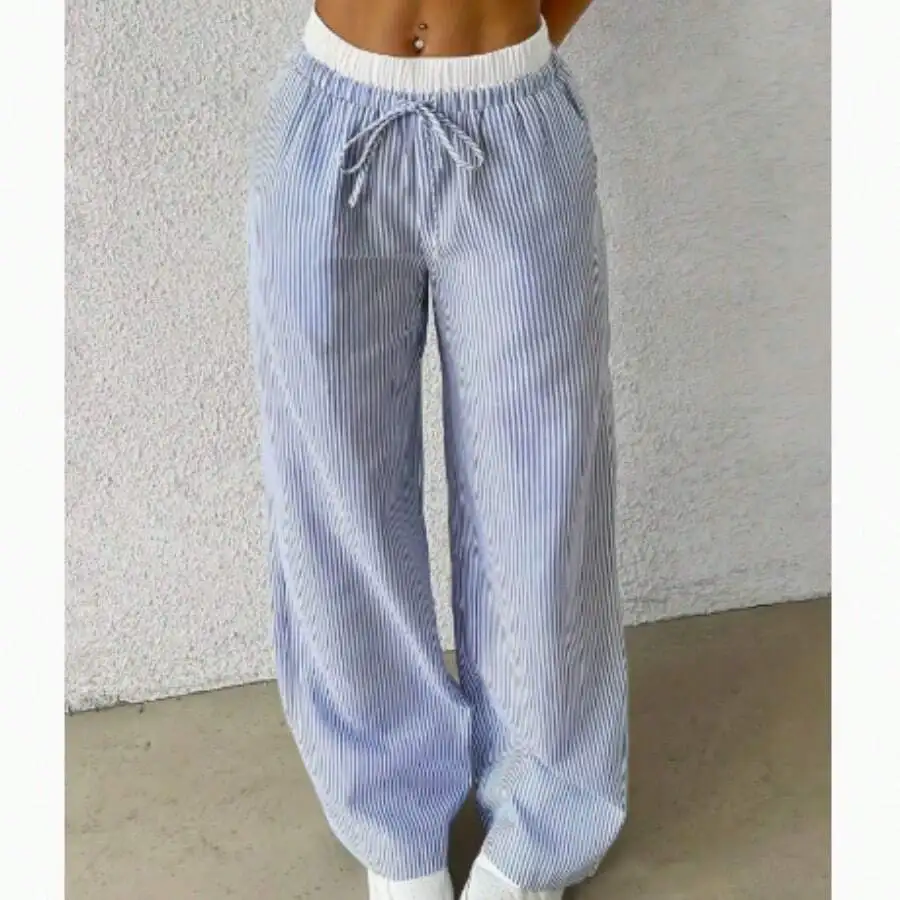 Women Striped Wide Leg Pants Casual Drawstring Waist Loose Fit Summer Autumn
Women Striped Wide Leg Pants Casual Drawstring Waist Loose Fit Summer Autumn