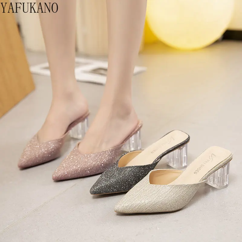 Fashion Pointed Chunky Heel Womens Slippers Sexy Elegant Crystal Shoes Summer High Heels Slides Party Prom Pumps Mules Shoes
Fashion Pointed Chunky Heel Womens Slippers Sexy Elegant Crystal Shoes Summer High Heels Slides Party Prom Pumps Mules Shoes