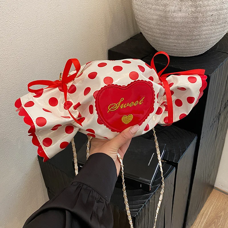 Sweet Heart Ladies Chain Shoulder Bag Polka Dot Candy Women's Small Crossbody Bags Cute Pleated Female Ribbon Purse Handbags
Sweet Heart Ladies Chain Shoulder Bag Polka Dot Candy Women's Small Crossbody Bags Cute Pleated Female Ribbon Purse Handbags