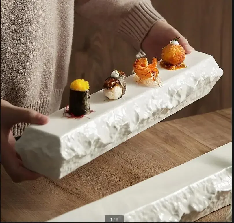 Creative Rectangular Sushi Plate Hotel Restaurant Gourmet Decoration Main Course Dessert Cake Plate Ceramic Insulation Plate
Creative Rectangular Sushi Plate Hotel Restaurant Gourmet Decoration Main Course Dessert Cake Plate Ceramic Insulation Plate