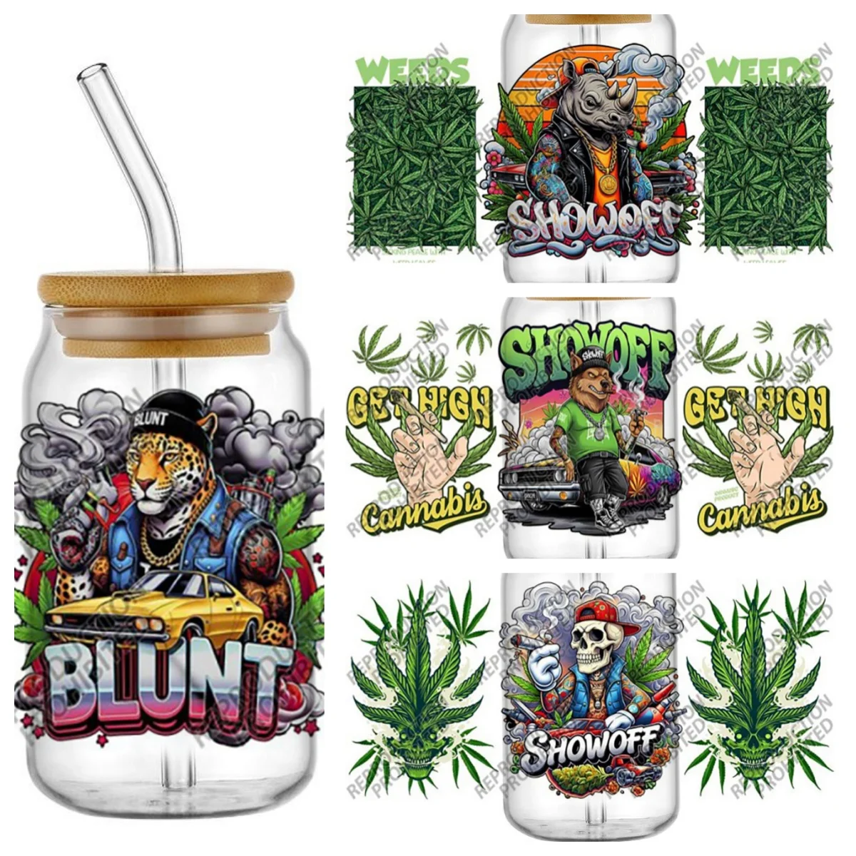 420 Street Style Design UV DTF Cup Wrap for 16oz Libbey Glasses DIY Hip Hop Weed Leaf Cartoon Animals Mug Transfer Stickers
420 Street Style Design UV DTF Cup Wrap for 16oz Libbey Glasses DIY Hip Hop Weed Leaf Cartoon Animals Mug Transfer Stickers
