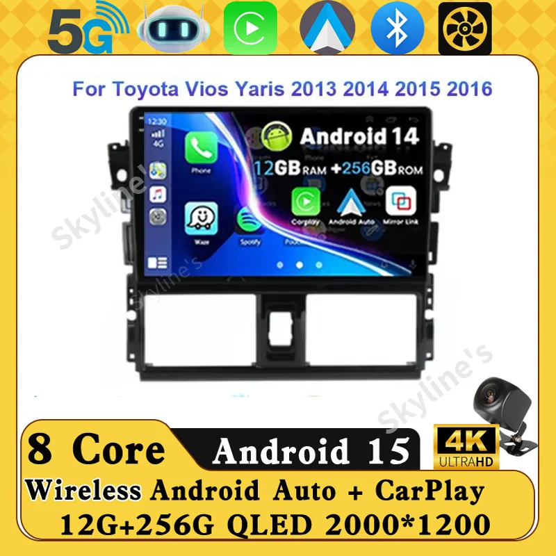 Android 15 Carplay Auto Car Radio For Toyota Vios Yaris 2013 2014 2015 2016 Navigation GPS Multimedia Player Video Stereo 4G BT
Android 15 Carplay Auto Car Radio For Toyota Vios Yaris 2013 2014 2015 2016 Navigation GPS Multimedia Player Video Stereo 4G BT