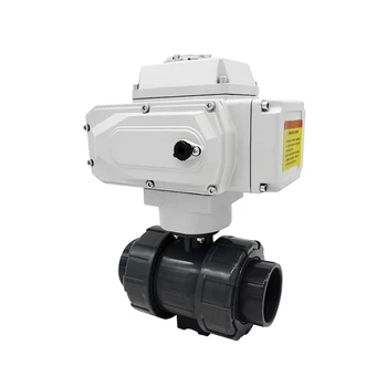 DN40 Pneumatische Upvc Kogelkraan Dubbele Union Pneumatische Valve Industriële Automatische Klep Voor Water/Gas