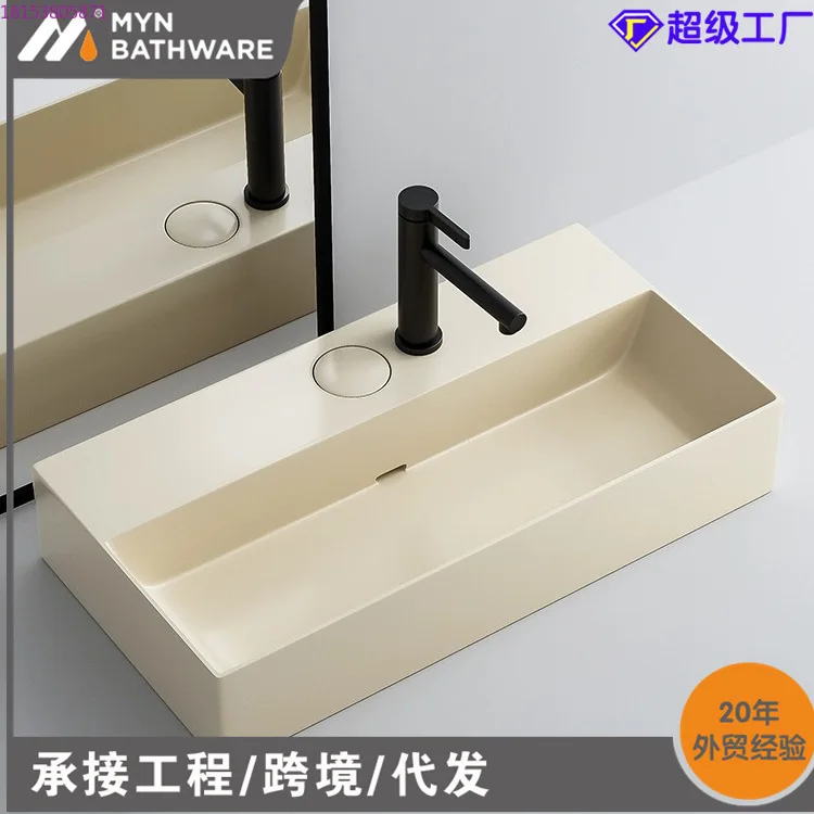 Cream wind rectangular platform basin ceramic hotel art basin bathroom
Cream wind rectangular platform basin ceramic hotel art basin bathroom