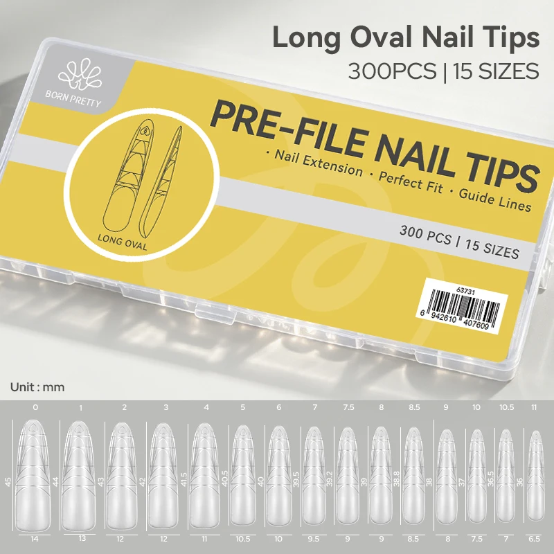 BORN PRETTY Long Oval Nail Tips Matte Full Cover 300Pcs 15Sizes With Scale Line Pre-shaped Press On Nails Acrylic Nail Extension
BORN PRETTY Long Oval Nail Tips Matte Full Cover 300Pcs 15Sizes With Scale Line Pre-shaped Press On Nails Acrylic Nail Extension