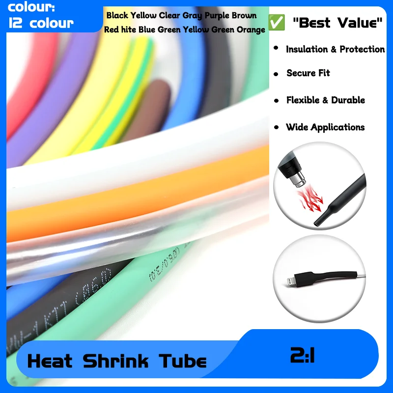 Dia 1 2 3 4 5 6 7 8 9 10 12 14 16 20 25 30 40 50 mm Heat Shrink Tube 2:1 Polyolefin Thermal Cable Sleeve Insulated 1 Meter 
Dia 1 2 3 4 5 6 7 8 9 10 12 14 16 20 25 30 40 50 mm Heat Shrink Tube 2:1 Polyolefin Thermal Cable Sleeve Insulated 1 Meter