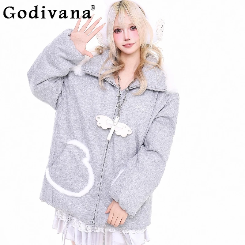 Wings Design Cotton Jacket for Women Winter New Thickened Padded Parkas Female Japanese Style Sweet Warm Cotton Coat
Wings Design Cotton Jacket for Women Winter New Thickened Padded Parkas Female Japanese Style Sweet Warm Cotton Coat