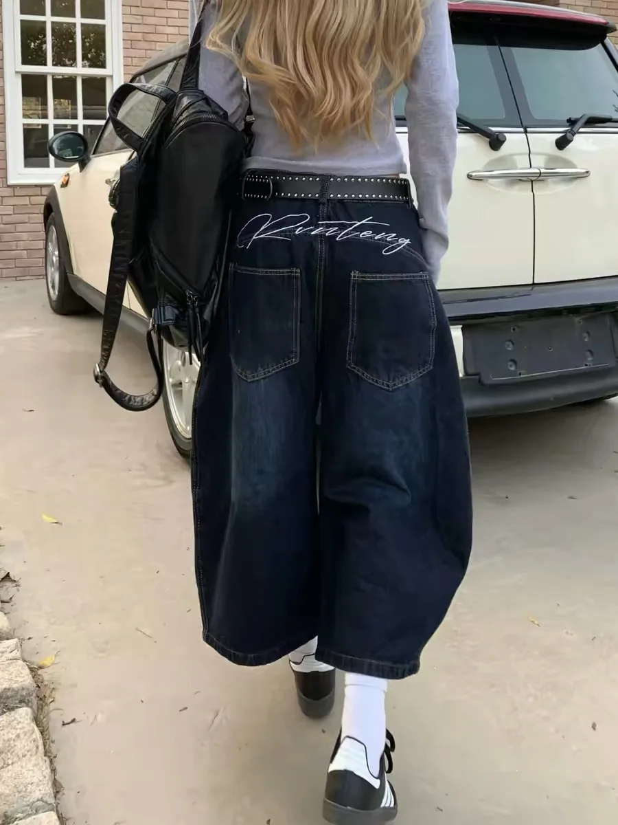 American High Street Embroidered Wide Leg Jeans Women Summer Popular Loose High Waist Slimming Mid-Length Denim Jeans
American High Street Embroidered Wide Leg Jeans Women Summer Popular Loose High Waist Slimming Mid-Length Denim Jeans