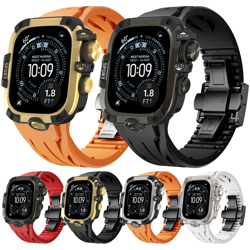 Stainless Steel Case+Rubber Strap For Apple Watch Ultra 3 2 1 49mm Silicone Band For iwatch Series 11 10 9 8 7 46mm 45mm 44mm 42
Stainless Steel Case+Rubber Strap For Apple Watch Ultra 3 2 1 49mm Silicone Band For iwatch Series 11 10 9 8 7 46mm 45mm 44mm 42