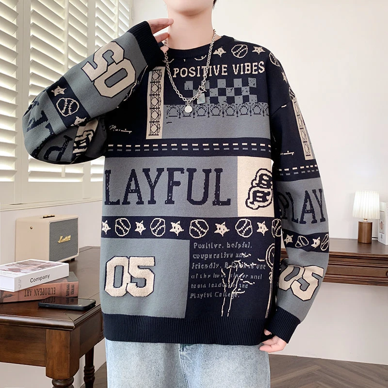Harajuku Sweater Men's Knitted Letter Printing Sweater Men's Wool Pullover Men's Retro Thick Warm Streetwear
Harajuku Sweater Men's Knitted Letter Printing Sweater Men's Wool Pullover Men's Retro Thick Warm Streetwear