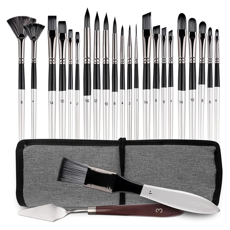 25Pcs Paint Brush Set Acrylic Paint Brushes Nylon Paint Brush Kit Palette Knife For Acrylic Oil Watercolor And Gouache
25Pcs Paint Brush Set Acrylic Paint Brushes Nylon Paint Brush Kit Palette Knife For Acrylic Oil Watercolor And Gouache