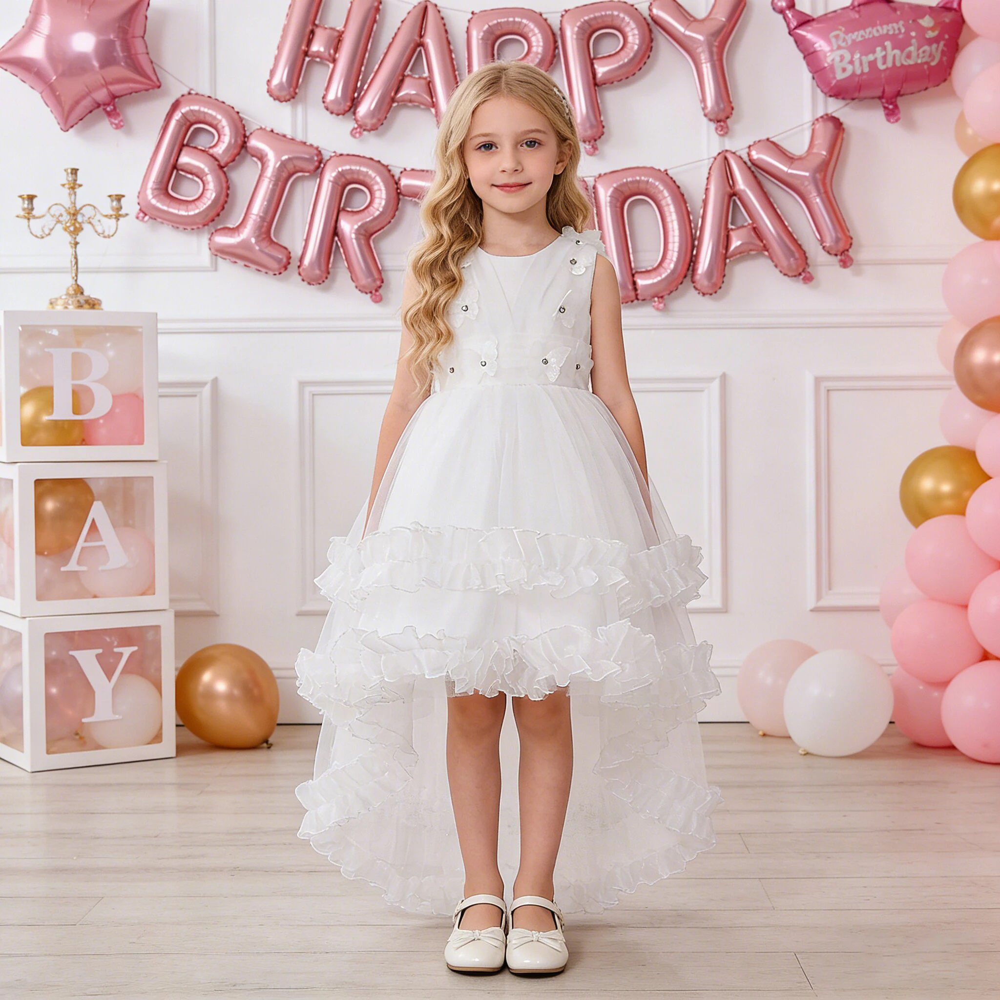 Elegant Flower Party Dress for Girl Summer White Tulle Birthday Baptism Princess Dress Kids Wedding Bridesmaid Evening Prom Gown
Elegant Flower Party Dress for Girl Summer White Tulle Birthday Baptism Princess Dress Kids Wedding Bridesmaid Evening Prom Gown