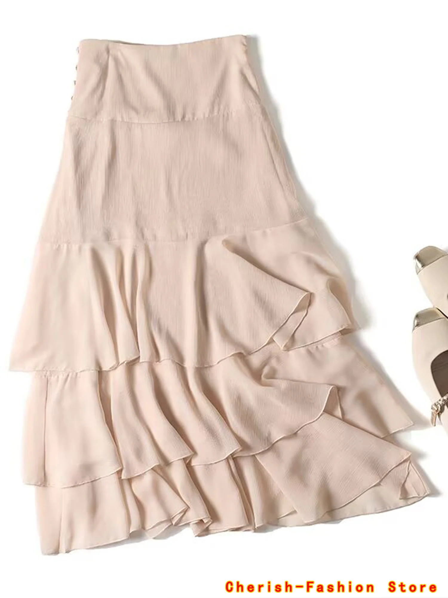 Women autumn New Chic Fashion Commuting wind flounces Midi Skirt Vintage High Waist Side Zipper Female Skirts Mujer Layered Hot
Women autumn New Chic Fashion Commuting wind flounces Midi Skirt Vintage High Waist Side Zipper Female Skirts Mujer Layered Hot