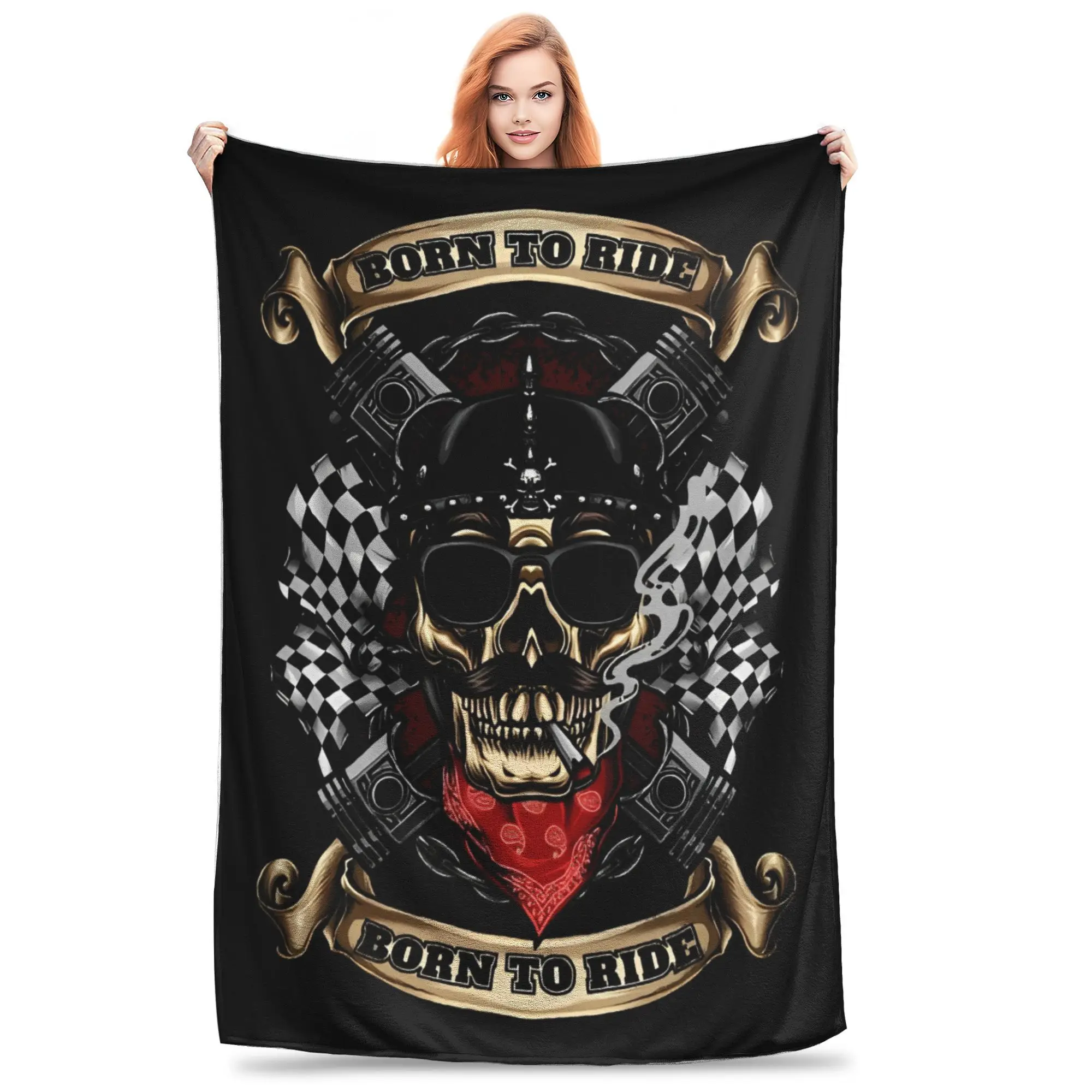 Мотоциклетное одеяло с черепом, легкий теплый плед для езды на мотоцикле, несколько размеров 
Мотоциклетное одеяло с черепом, легкий теплый плед для езды на мотоцикле, несколько размеров