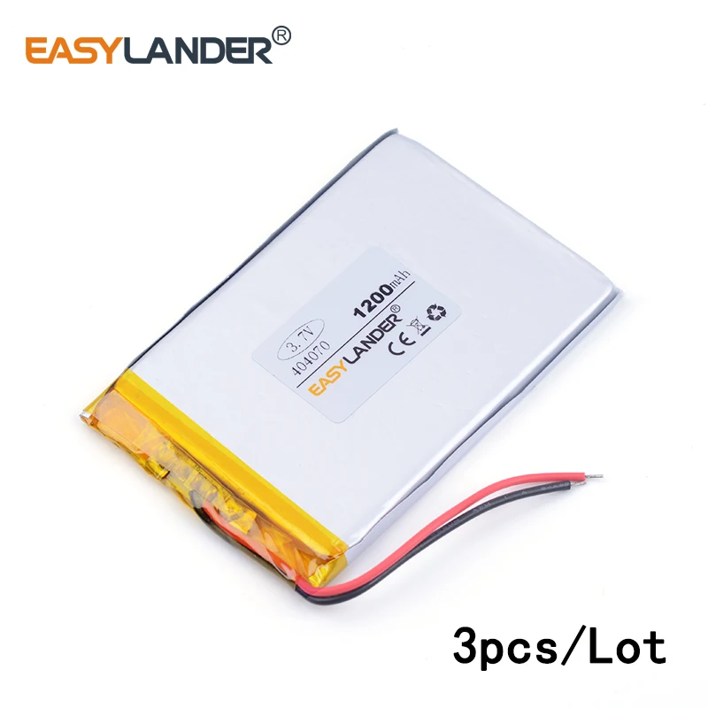 3pcs /Lot 3.7V lithium Li ion polymer rechargeable battery 404070 1200MAH For dvr GPS,mp3,mp4,speak PDA Tools andorid phone
3pcs /Lot 3.7V lithium Li ion polymer rechargeable battery 404070 1200MAH For dvr GPS,mp3,mp4,speak PDA Tools andorid phone