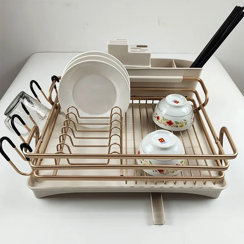 New Hot Sale Aluminum Gold Sink Dish Rack Dish Drainer Rack Kitchen Sink Dish Drying Rack With Drainboard Set
New Hot Sale Aluminum Gold Sink Dish Rack Dish Drainer Rack Kitchen Sink Dish Drying Rack With Drainboard Set