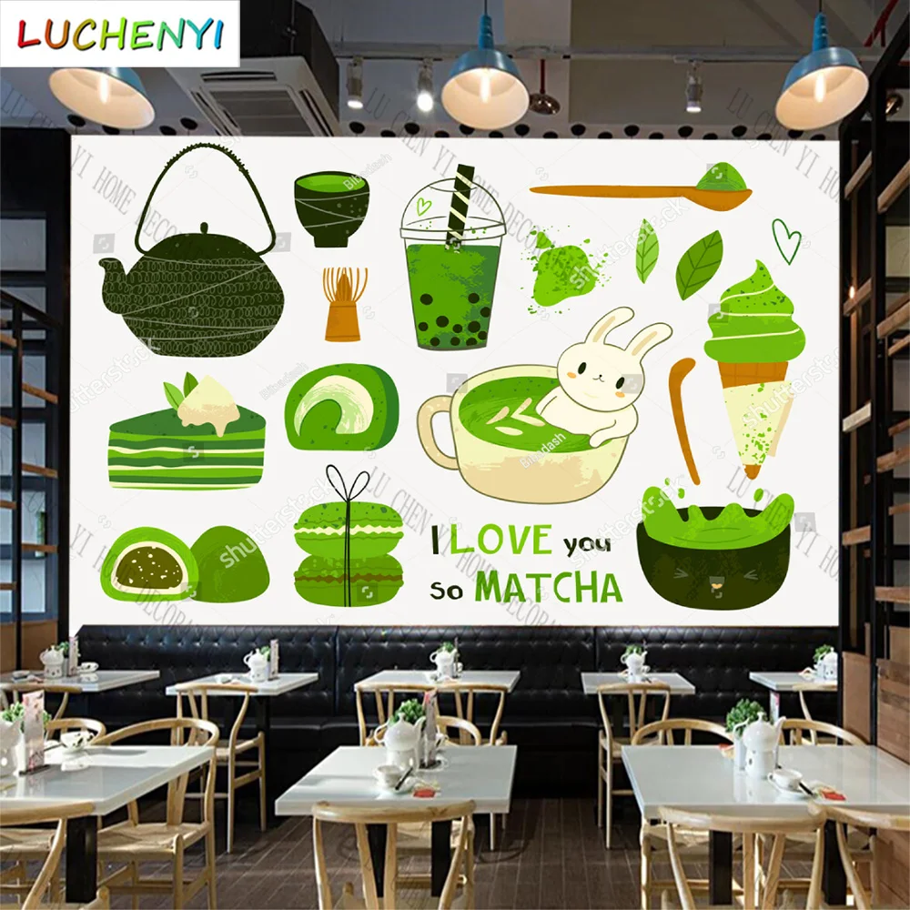 Custom mathca tea cake ice cream mural wallpaper restaurant cold drinking shop dining room wall papers home decor sticker
Custom mathca tea cake ice cream mural wallpaper restaurant cold drinking shop dining room wall papers home decor sticker