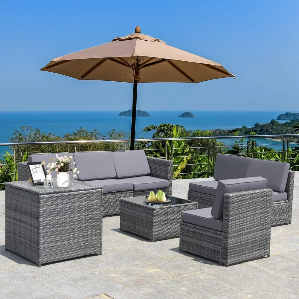 8 PCS Outdoor Patio Furniture Set, Rattan Wicker Sofa Set, Sectional Sofa Couch Conversation Set w/Storage Table
8 PCS Outdoor Patio Furniture Set, Rattan Wicker Sofa Set, Sectional Sofa Couch Conversation Set w/Storage Table