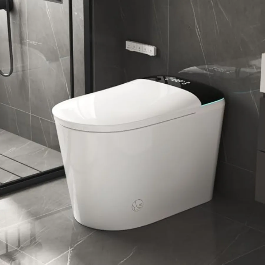 Smart bidet toilet for bathroom use, ceramic white, luxury electric one-piece design with foam shield, dual auto flush, LED dis
Smart bidet toilet for bathroom use, ceramic white, luxury electric one-piece design with foam shield, dual auto flush, LED dis