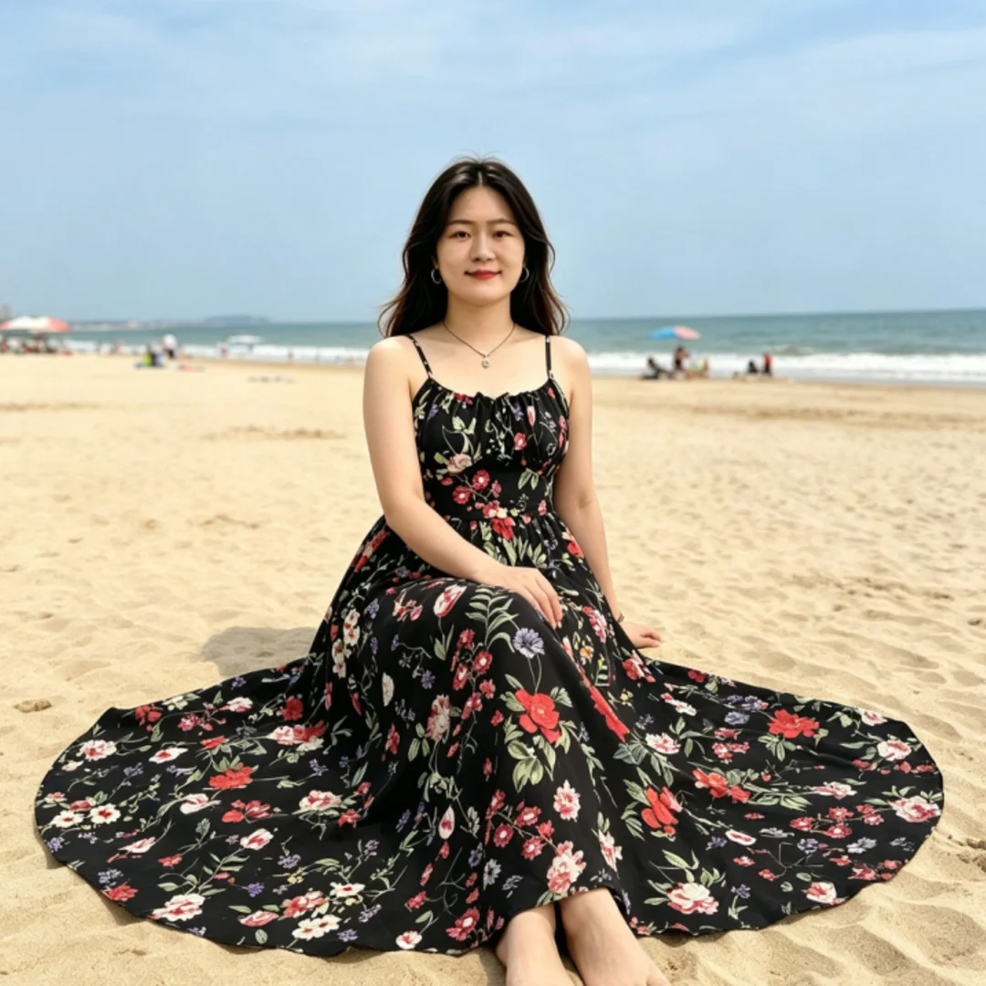 Women Black Floral Print Spaghetti Strap Maxi Dress Summer Beach Backless Smocked Waist Long Sundress Holiday Vacation Bohemian
Women Black Floral Print Spaghetti Strap Maxi Dress Summer Beach Backless Smocked Waist Long Sundress Holiday Vacation Bohemian
