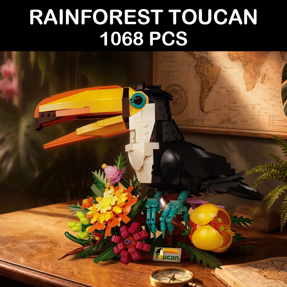 1068 PCS MOC Rainforest Toucan Flower Model Building Blocks Tropical Bird Animals Plants Assembly Bricks Toys for Children Gifts
1068 PCS MOC Rainforest Toucan Flower Model Building Blocks Tropical Bird Animals Plants Assembly Bricks Toys for Children Gifts
