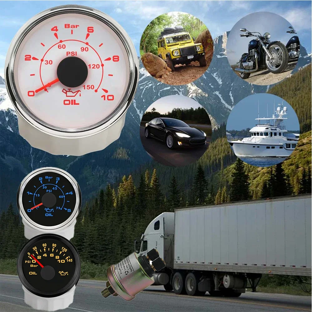 RHAXEL Oil Pressure Gauge Meter 52mm 0-5bar 0-75Psi 0-10bar 0-150Psi for Car Truck Boat Yacht with 8 Colors Backlights 9-32V
RHAXEL Oil Pressure Gauge Meter 52mm 0-5bar 0-75Psi 0-10bar 0-150Psi for Car Truck Boat Yacht with 8 Colors Backlights 9-32V