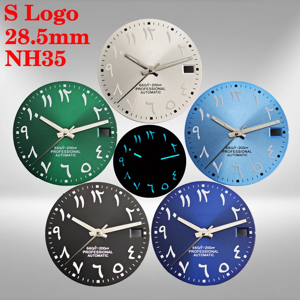 Blue Luminous 28.5mm S-Logo Dial for NH35/ NH36 Movement Arabic Numeral Watch Dial Watch Accessories
Blue Luminous 28.5mm S-Logo Dial for NH35/ NH36 Movement Arabic Numeral Watch Dial Watch Accessories