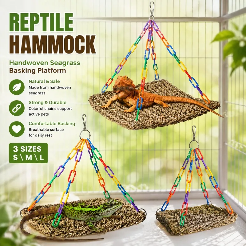 Reptile Hammock Lizard Basking Platform Woven Grass Hanging Bed Natural Straw Swing Toy Parrot Cage Perch Rest Nest
Reptile Hammock Lizard Basking Platform Woven Grass Hanging Bed Natural Straw Swing Toy Parrot Cage Perch Rest Nest