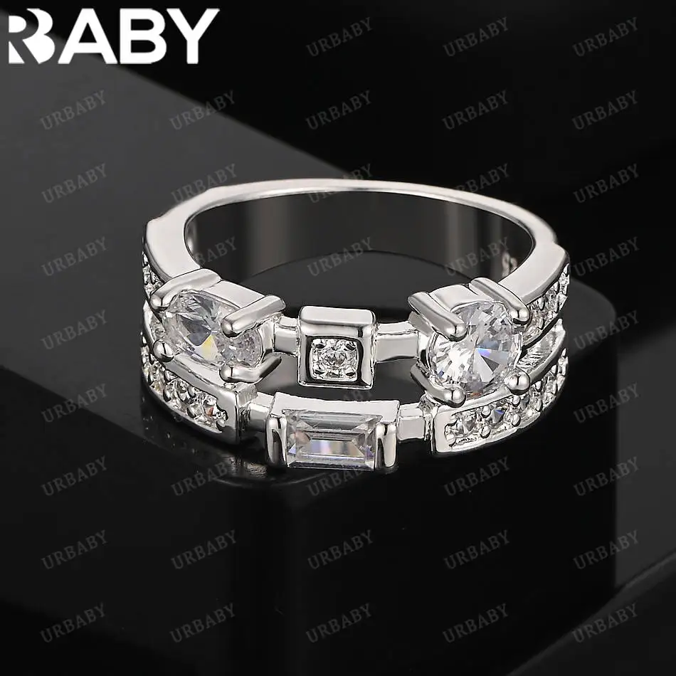 URBABY 925 Sterling Silver Zircon Designer Double Fine Ring For Women Fashion Jewelry Charm Grace Wedding Engagement Accessories
URBABY 925 Sterling Silver Zircon Designer Double Fine Ring For Women Fashion Jewelry Charm Grace Wedding Engagement Accessories