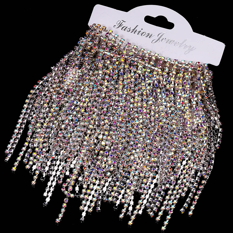 Ducrystal 90CM/Pack Glitter Rhinestone Tassels Chain Sew/Glue on Silver Base Crystal AB Decorative Chain Craft Wedding Dress DIY
Ducrystal 90CM/Pack Glitter Rhinestone Tassels Chain Sew/Glue on Silver Base Crystal AB Decorative Chain Craft Wedding Dress DIY