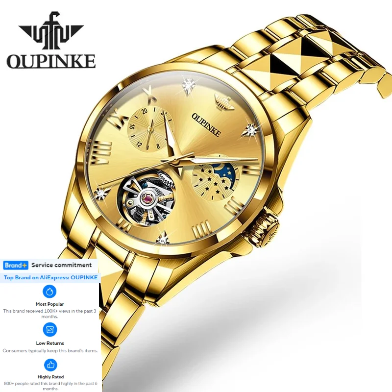 OUPINKE 3202 Женские часы с фазой Луны Водонепроницаемый ремешок из вольфрамовой стали Автоматические механические часы для женщин Часы лучших брендов
OUPINKE 3202 Женские часы с фазой Луны Водонепроницаемый ремешок из вольфрамовой стали Автоматические механические часы для женщин Часы лучших брендов