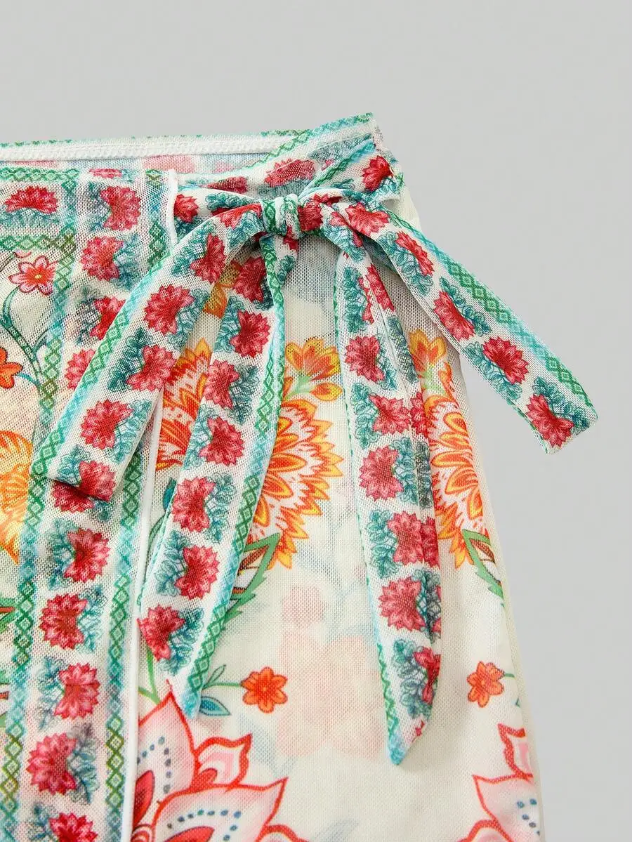 Boho Floral Print One-Piece Swimsuit With Skirt Women Beach Swimwear
Boho Floral Print One-Piece Swimsuit With Skirt Women Beach Swimwear