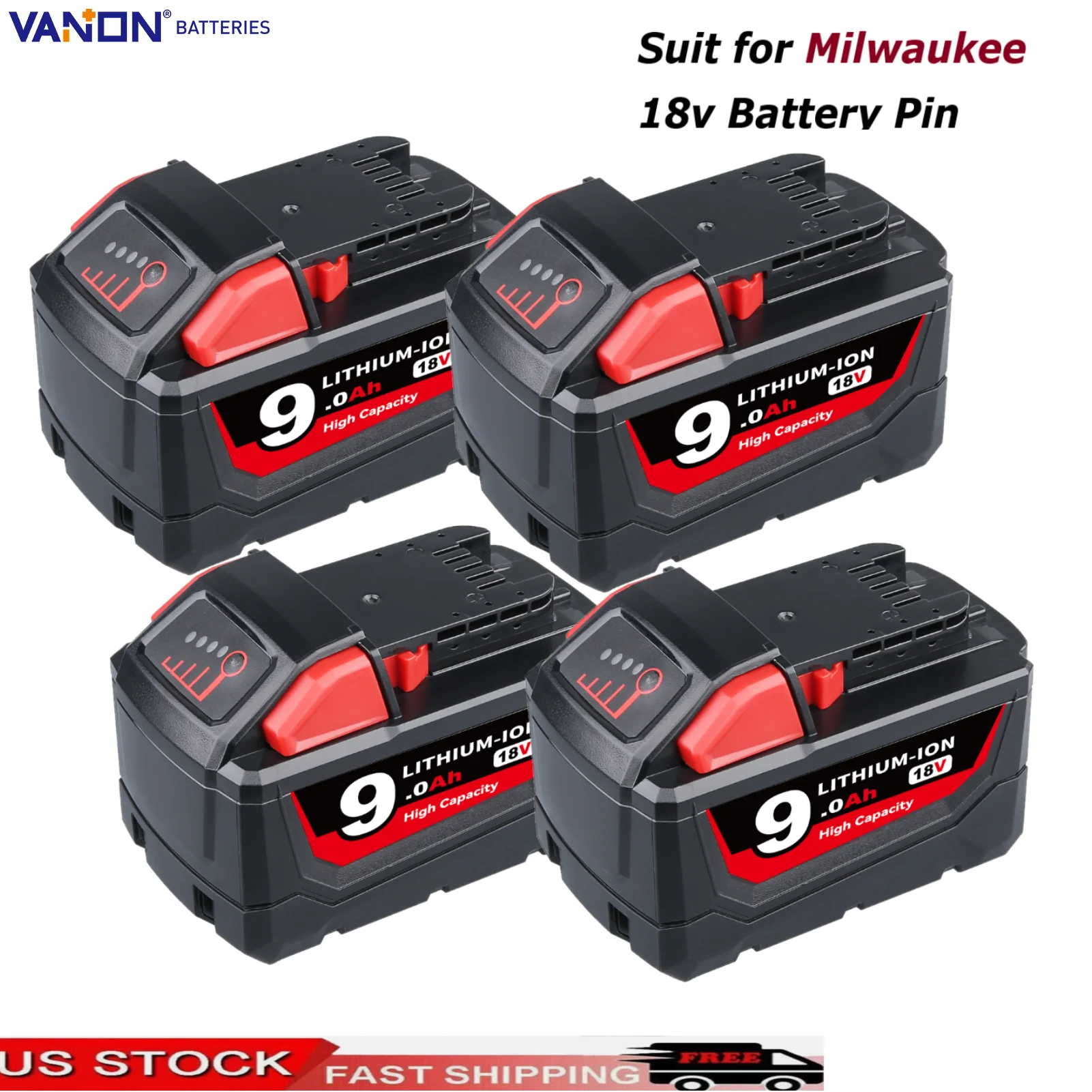 VANON 1/2/4Pcs 9.0Ah Battery Replace for Milwauk ee 18V M18 48-11-1815 48-11-1850 2604-22 48-11-1840 Battery Pin
VANON 1/2/4Pcs 9.0Ah Battery Replace for Milwauk ee 18V M18 48-11-1815 48-11-1850 2604-22 48-11-1840 Battery Pin
