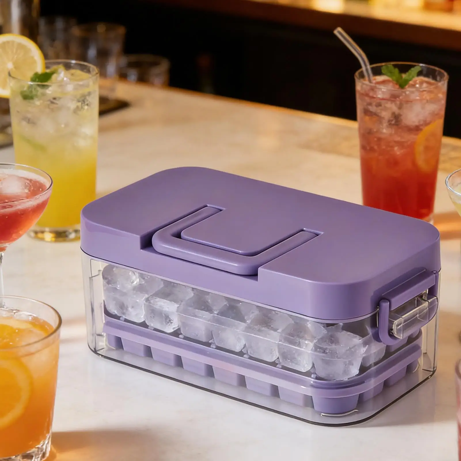 Ice Maker Tray 64 Grids Cold Block Storage With Handle Ice Tray Molds For Whiskey Cocktail Coffee Beverage Drinking Wine
Ice Maker Tray 64 Grids Cold Block Storage With Handle Ice Tray Molds For Whiskey Cocktail Coffee Beverage Drinking Wine