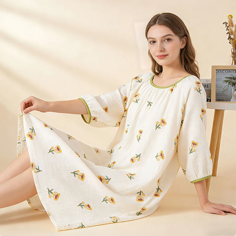 2026 Spring Summer New Floral Sleepwear Women's Pure Cotton Nightwear One Piece Pajamas Dress Women's Nightgowns Nightdress
2026 Spring Summer New Floral Sleepwear Women's Pure Cotton Nightwear One Piece Pajamas Dress Women's Nightgowns Nightdress