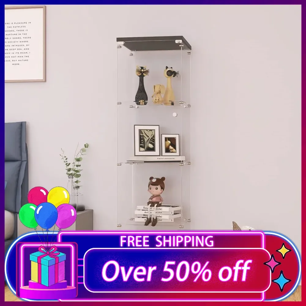 Glass Display Cabinet 4-Shelf with Door and Lock, Cabinets Install Style Tempered Glass Floor Standing Bookshelf for Bedroom
Glass Display Cabinet 4-Shelf with Door and Lock, Cabinets Install Style Tempered Glass Floor Standing Bookshelf for Bedroom