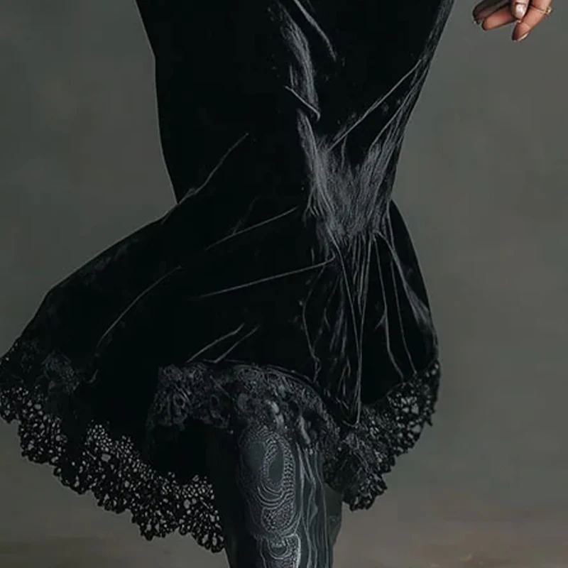 Autumn Winter Velvet Maxi Dresses for Women 's Gothic Punk Puff Sleeve Lace Trim Cut Out Slim Dress Evening Party Long Dress
Autumn Winter Velvet Maxi Dresses for Women 's Gothic Punk Puff Sleeve Lace Trim Cut Out Slim Dress Evening Party Long Dress