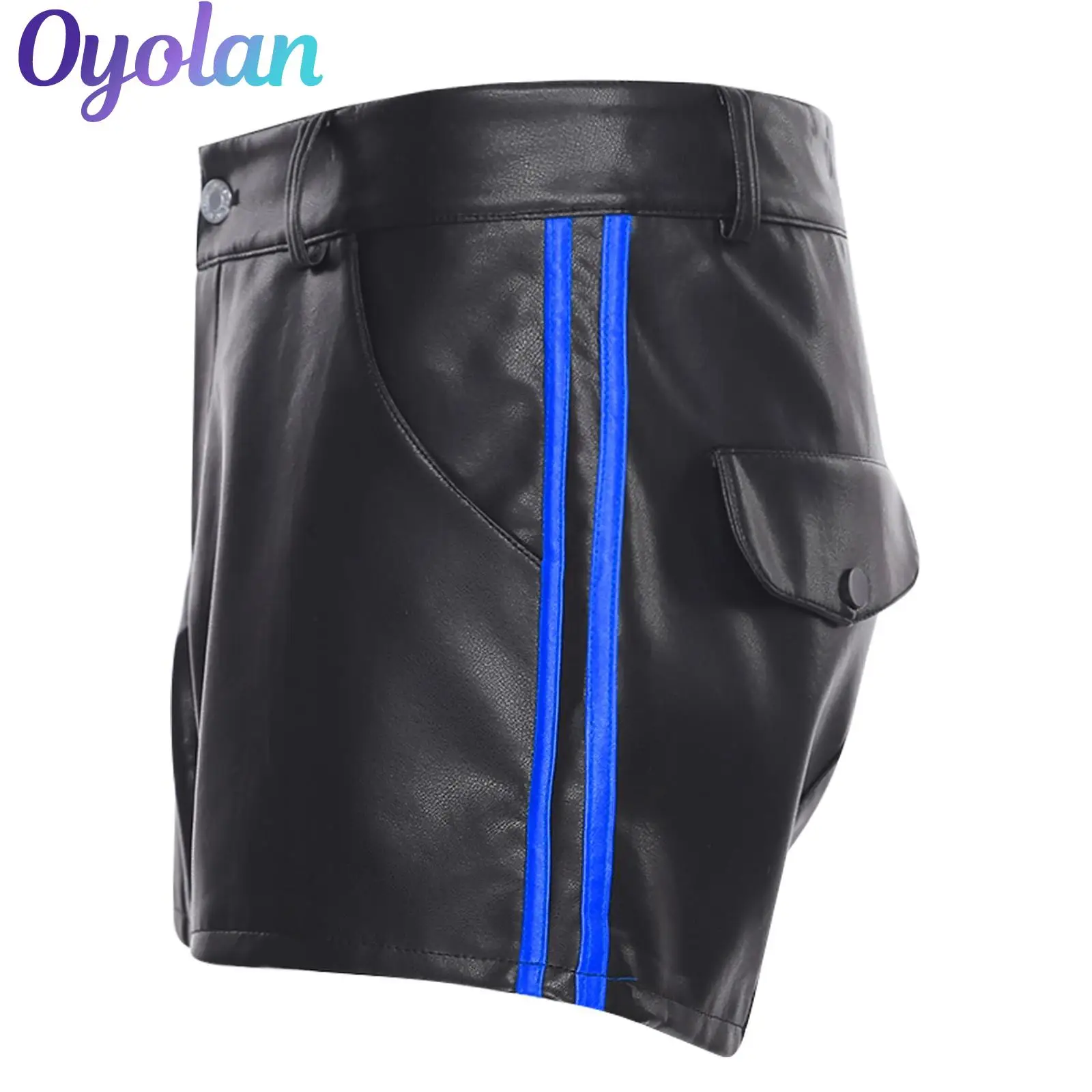 Punk Trendy PU Leather Latex Shorts for Men Side Stripe Pockets Matte Faux Leather Cargo Skinny Rave Short Pants Gothic Clubwear
Punk Trendy PU Leather Latex Shorts for Men Side Stripe Pockets Matte Faux Leather Cargo Skinny Rave Short Pants Gothic Clubwear