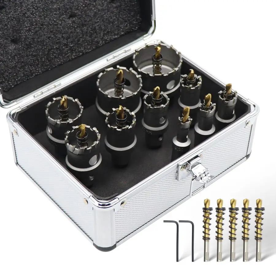 Saw Kit 17Piece Carbide Hole Cutter Set with 10 Saws 1 2 to 2, 5 Extra Pilot Bits amp 2 Hex Wrenches Hole Saw Set for Metal, Sta
Saw Kit 17Piece Carbide Hole Cutter Set with 10 Saws 1 2 to 2, 5 Extra Pilot Bits amp 2 Hex Wrenches Hole Saw Set for Metal, Sta