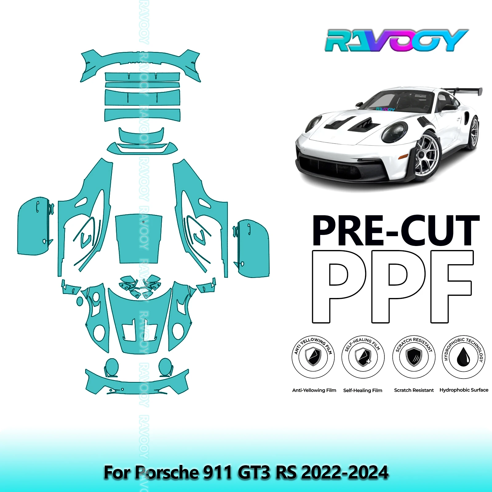 8.5Mil Precut PPF Paint Protection Film Full Vehicle Clear Bra For Porsche 911 GT3 RS 2022-2024
8.5Mil Precut PPF Paint Protection Film Full Vehicle Clear Bra For Porsche 911 GT3 RS 2022-2024