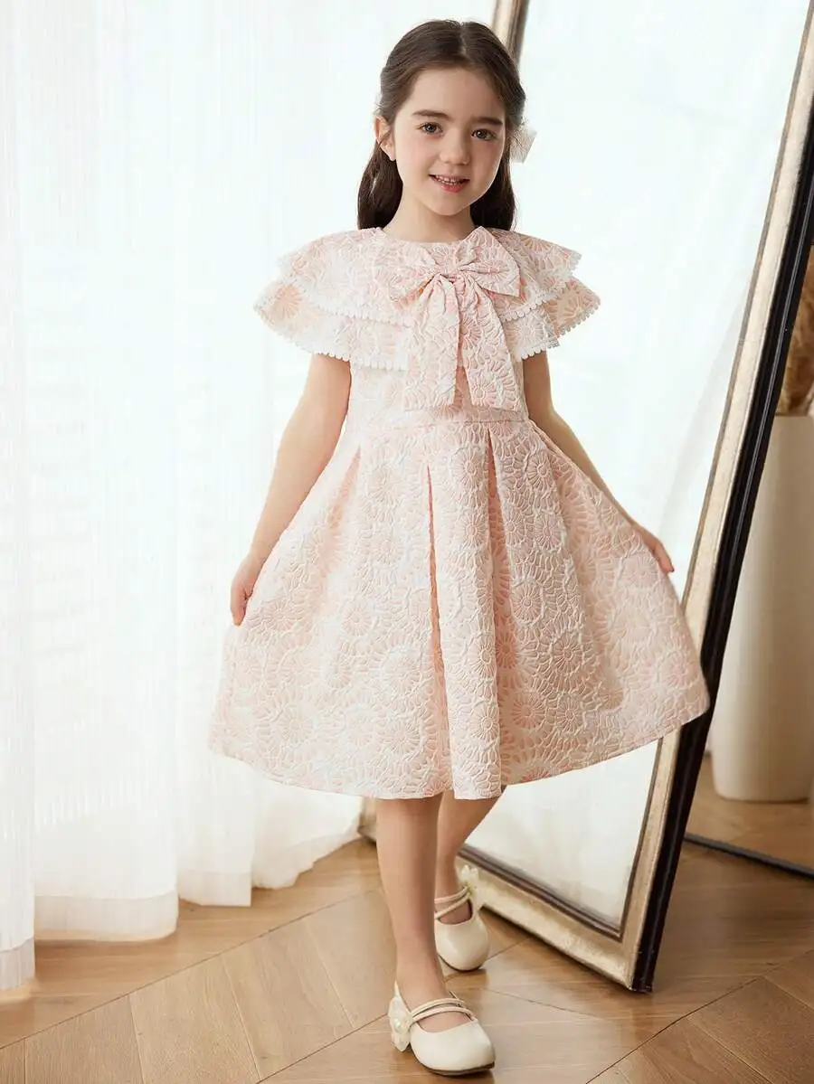 Elegant Lace Dress With Ruffle Peter Pan Collar And 3D Bow, A-Line Knee-Length Formal Gown
Elegant Lace Dress With Ruffle Peter Pan Collar And 3D Bow, A-Line Knee-Length Formal Gown