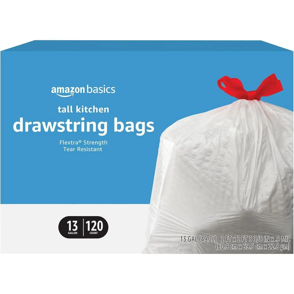 High-Capacity Kitchen Drawstring Trash Bags, 13 Gallon, 120 Pack
High-Capacity Kitchen Drawstring Trash Bags, 13 Gallon, 120 Pack