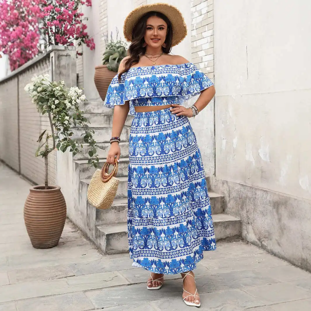 Women's Off-Shoulder Print Top And Skirt Set High Waist Short Dress Cotton Blend Spring Summer Casual Fashion Ensemble
Women's Off-Shoulder Print Top And Skirt Set High Waist Short Dress Cotton Blend Spring Summer Casual Fashion Ensemble