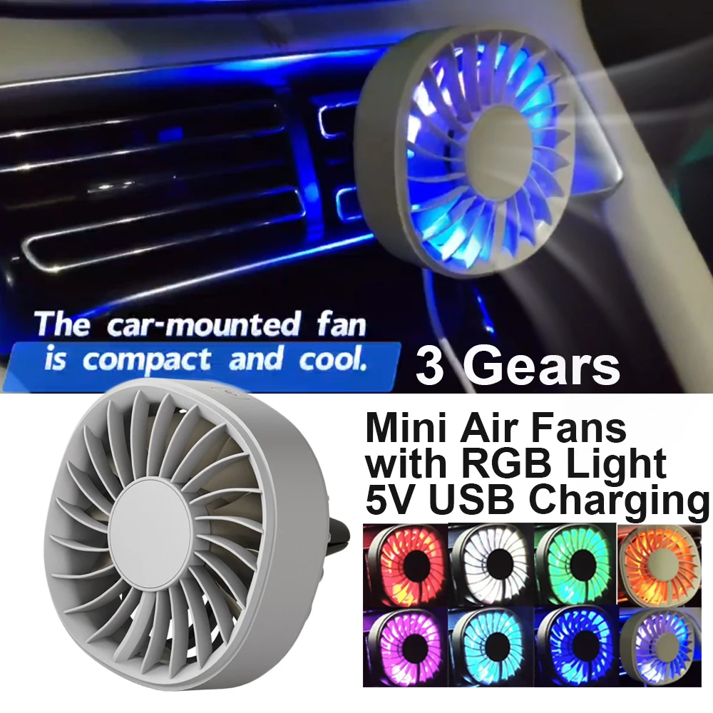 3 Gears Mini Air Vent Cooling Fan with Colorful Ambiance Light Portable Usb Charging with Air Vent Clip Wind Speed Adjustable
3 Gears Mini Air Vent Cooling Fan with Colorful Ambiance Light Portable Usb Charging with Air Vent Clip Wind Speed Adjustable