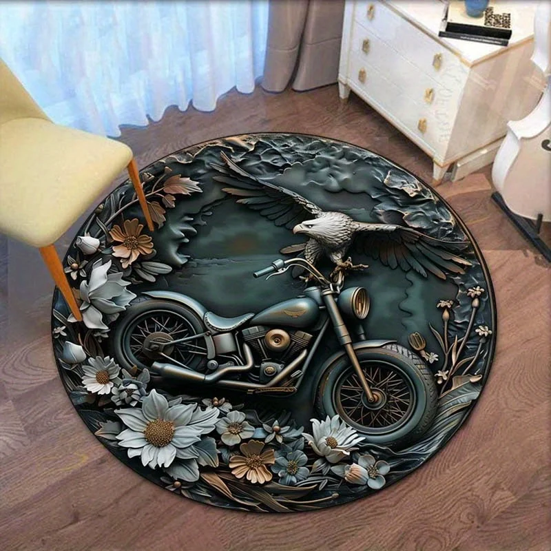 Motorcycle Eagle 3D Round Rug Crystal Velvet Floor Mat Artistic Animal Design Living Room Bedroom Decor Bike Lover Gift
Motorcycle Eagle 3D Round Rug Crystal Velvet Floor Mat Artistic Animal Design Living Room Bedroom Decor Bike Lover Gift
