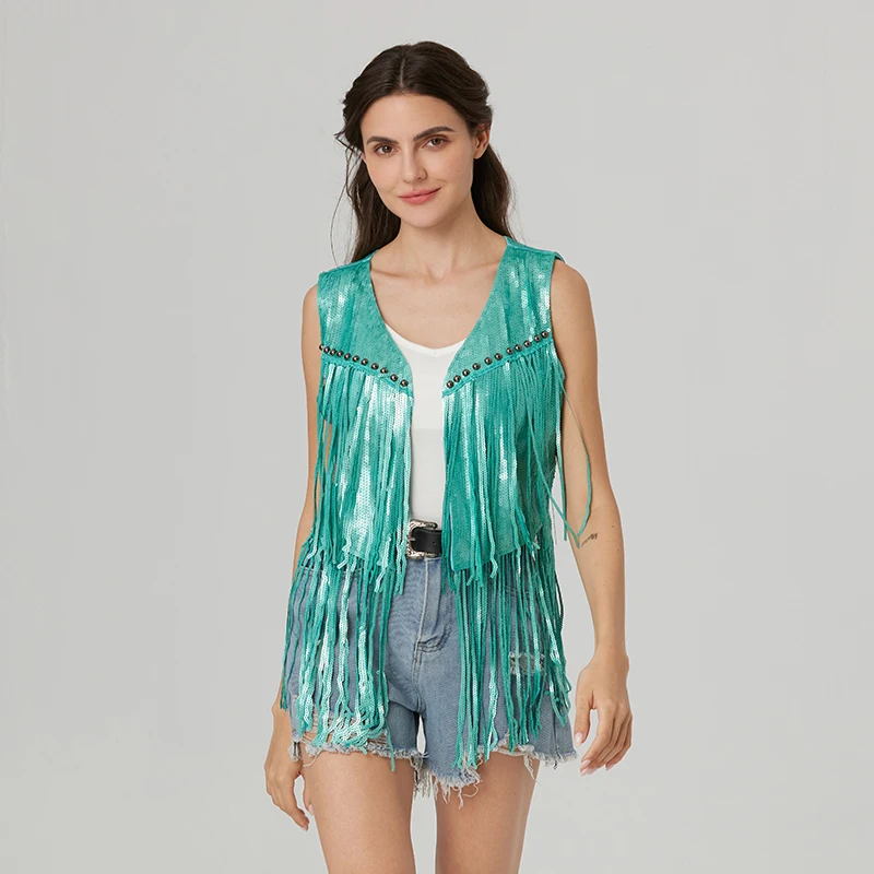 Бирюзовый жилет без рукавов, женский топ на бретелях с длинной бахромой и металлическими блестками, летние повседневные вечерние топы, модные тонкие топы для женщин
Бирюзовый жилет без рукавов, женский топ на бретелях с длинной бахромой и металлическими блестками, летние повседневные вечерние топы, модные тонкие топы для женщин