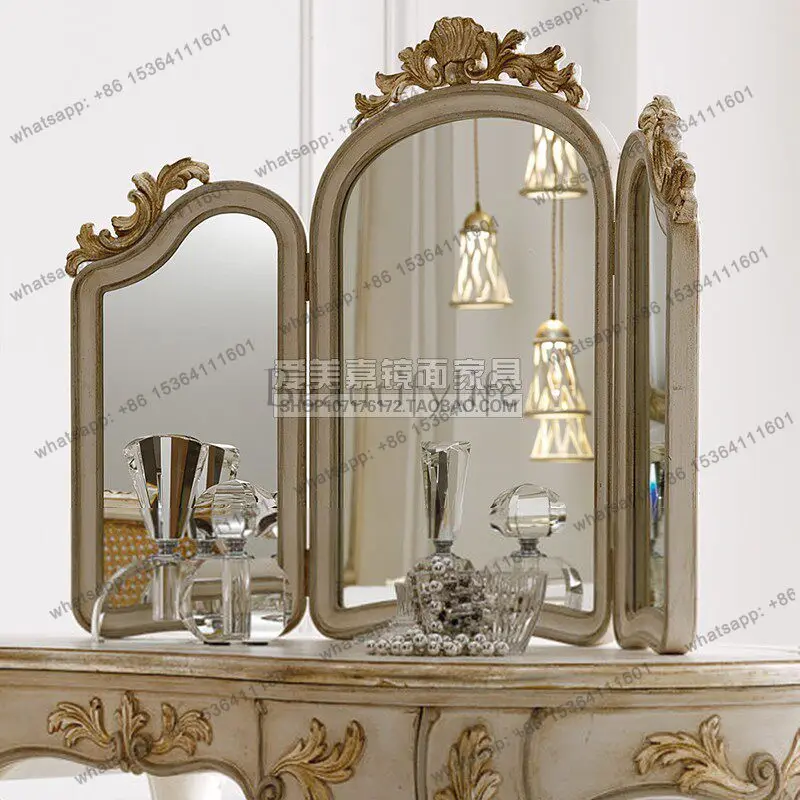 American engraved vertical tri-fold mirror, bedroom dresser princess makeup mirror custom
American engraved vertical tri-fold mirror, bedroom dresser princess makeup mirror custom