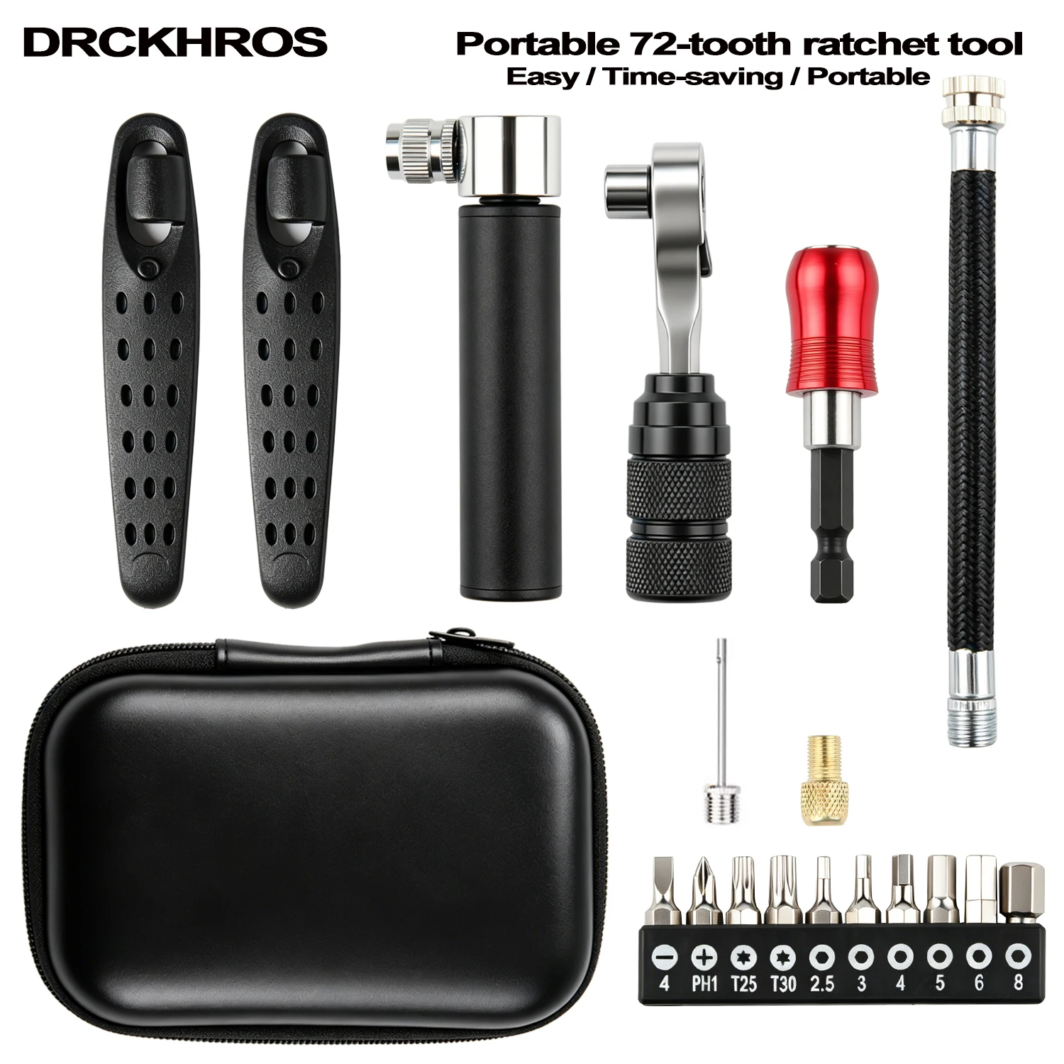 DRCKHROS Portable Multifunctional Tool Set Aluminum Alloy Bicycle Repair Kit Tire Lever Ratchet Wrench MTB Cycling Accessories
DRCKHROS Portable Multifunctional Tool Set Aluminum Alloy Bicycle Repair Kit Tire Lever Ratchet Wrench MTB Cycling Accessories