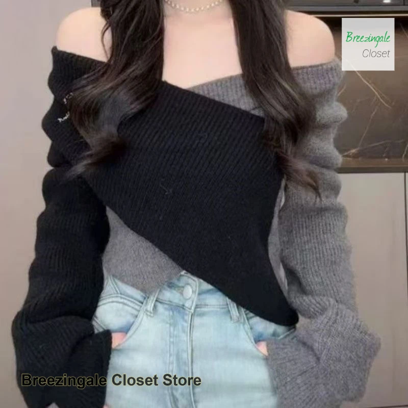 Korean-style shoulder contrast French temperament long-sleeved sweater women's autumn and winter new slim bottoming top
Korean-style shoulder contrast French temperament long-sleeved sweater women's autumn and winter new slim bottoming top