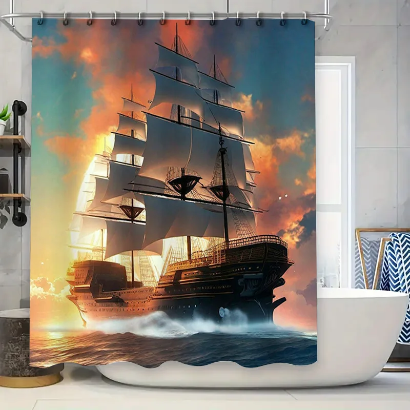 Занавеска для душа Voyage, морской декор, принт пиратского корабля, водонепроницаемая ткань для набора аксессуаров для ванной комнаты, новое поступление от AliExpr
Занавеска для душа Voyage, морской декор, принт пиратского корабля, водонепроницаемая ткань для набора аксессуаров для ванной комнаты, новое поступление от AliExpr